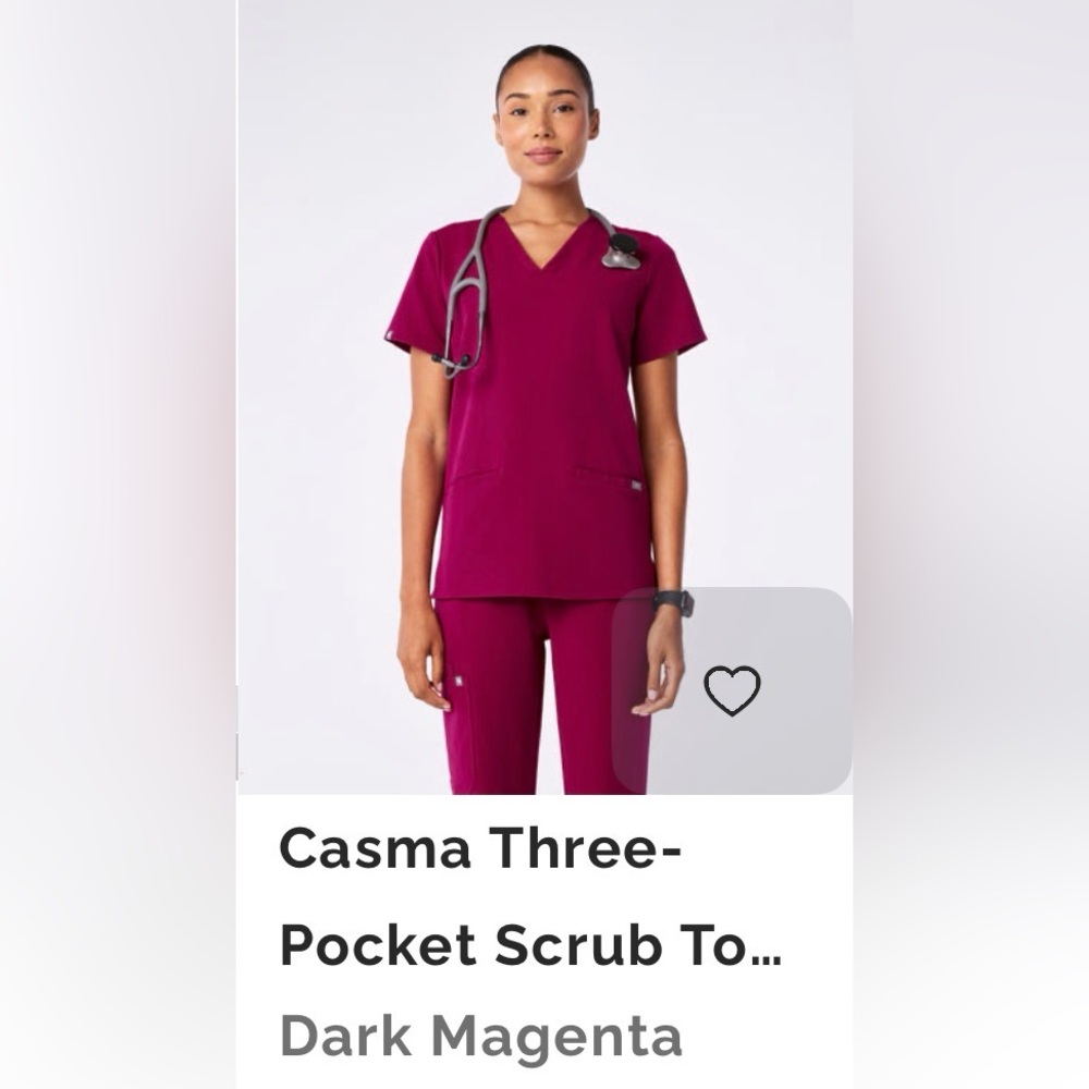 FIGS Casma Three-Pocket Scrub Top 3X Dark Magenta